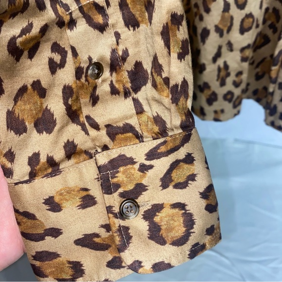 Lauren Ralph Lauren Leopard Cheetah Button Down Shirt, Size Petite Large - Picture 3 of 7